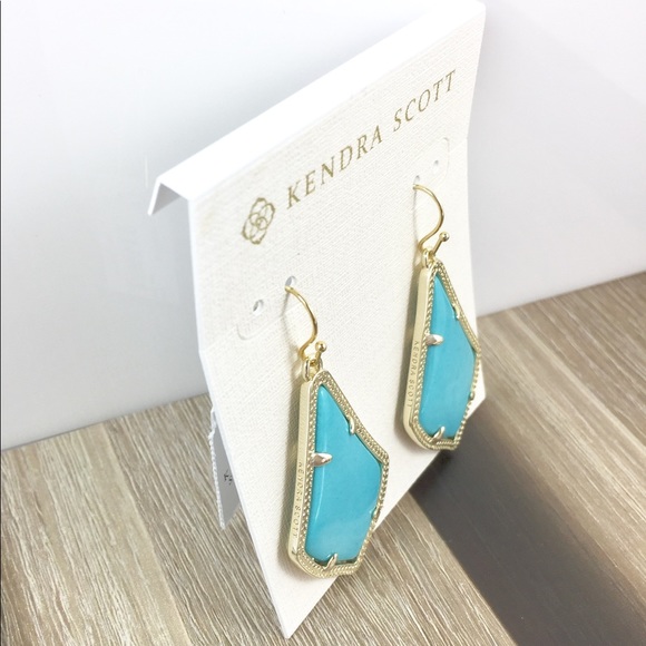 Kendra Scott Alex turquoise gold earrings - Picture 2 of 4